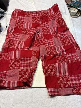 Sag Harbor Sport Red Bandana and Plaid Patchwork 100% Cotton Pants